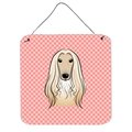 Micasa Checkerboard Pink Afghan Hound Aluminum Metal Wall Or Door Hanging Prints6 x 6 In. MI759170